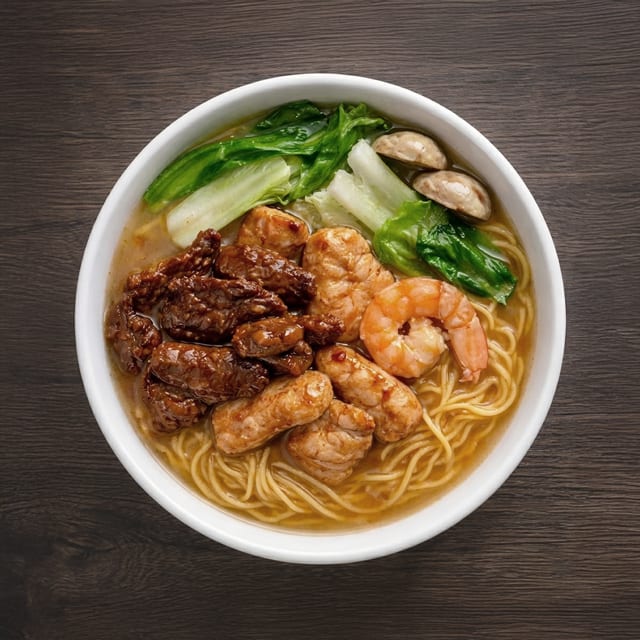 Triple Delights Noodle Soup.