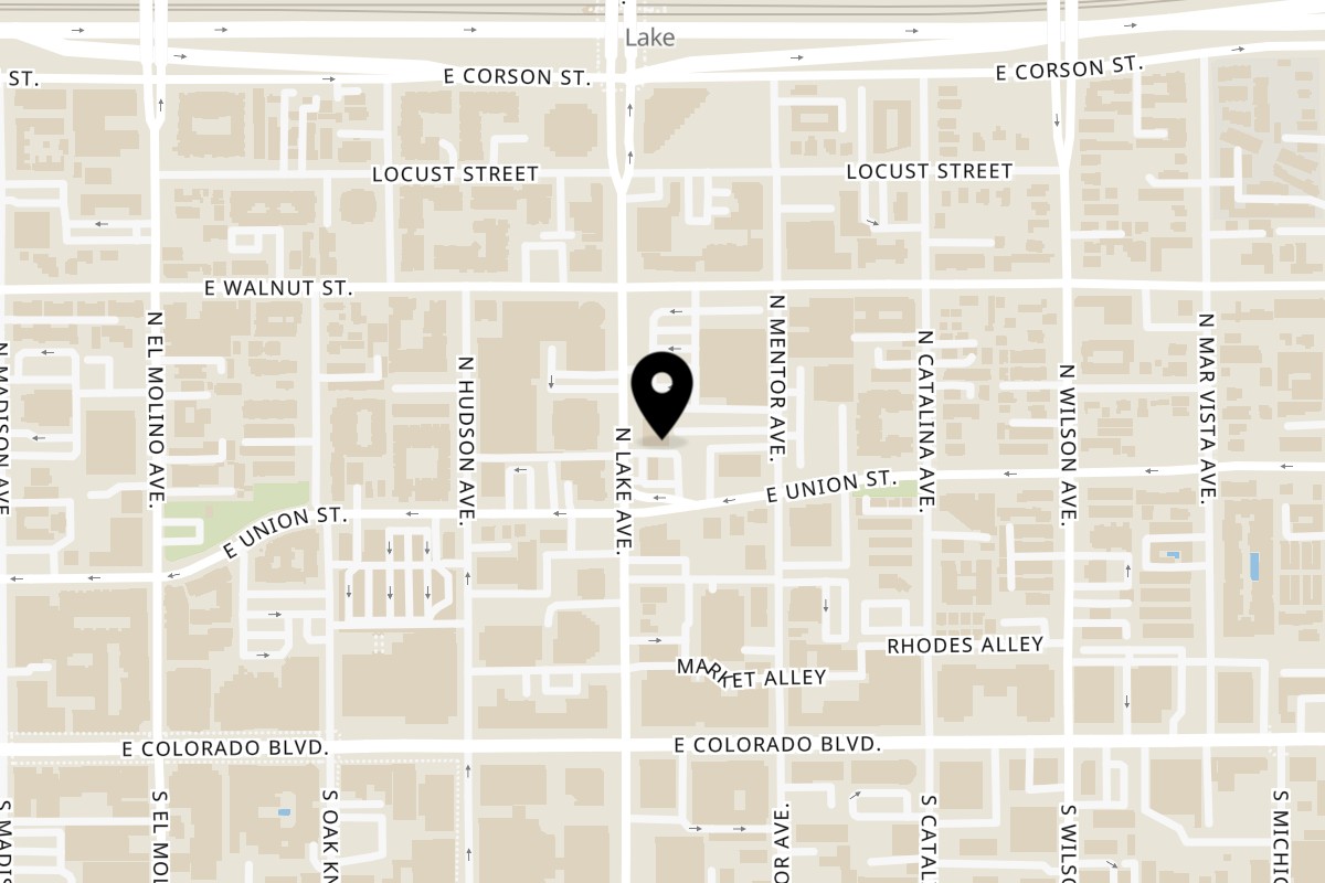 Map showing the location of Go China Restaurant on 136 N Lake Ave in Pasadena